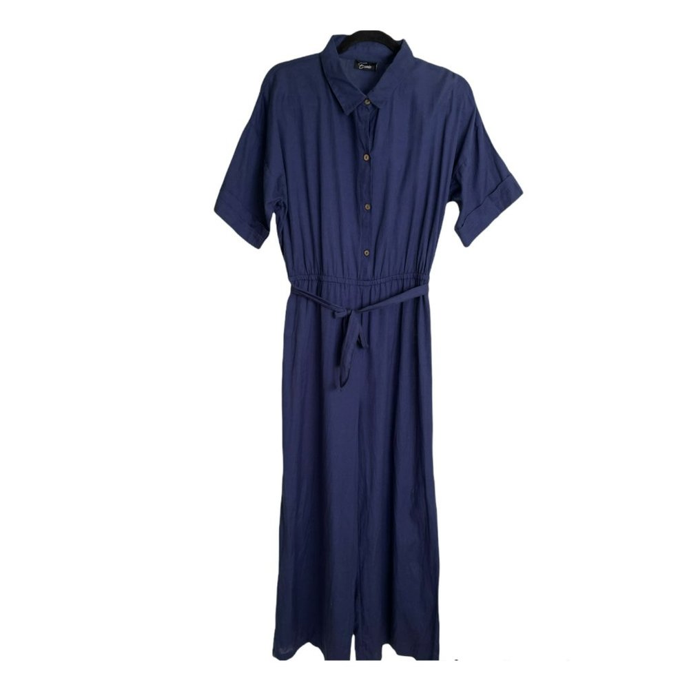 ESMEE/ASOS EXCLUSIVE BUTTON DOWN JUMPSUIT IN NAVY SIZE M - Picture 3 of 6